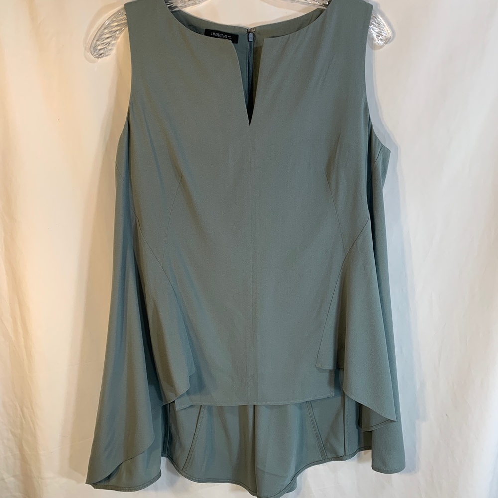 Lafayette 148 Silk High Low Top Sage Green size 6